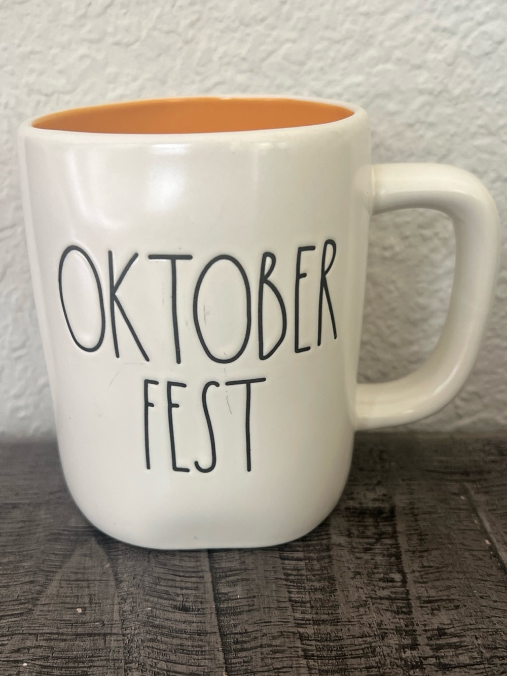 Rae Dunn Oktober Fest Oktoberfest White Orange Ceramic Mug- October, Autumn Fall